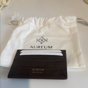 AUREUM Dark Brown Croc-Embossed Card Holder